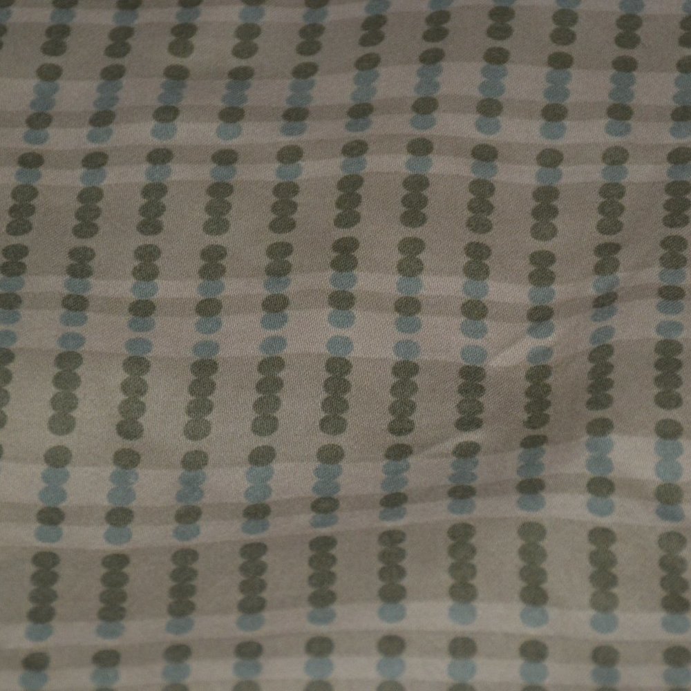 Calvin Klein FITTED Sheet Tan/Teal/Brown Dots Geometric 100% Pima Cotton QUEEN